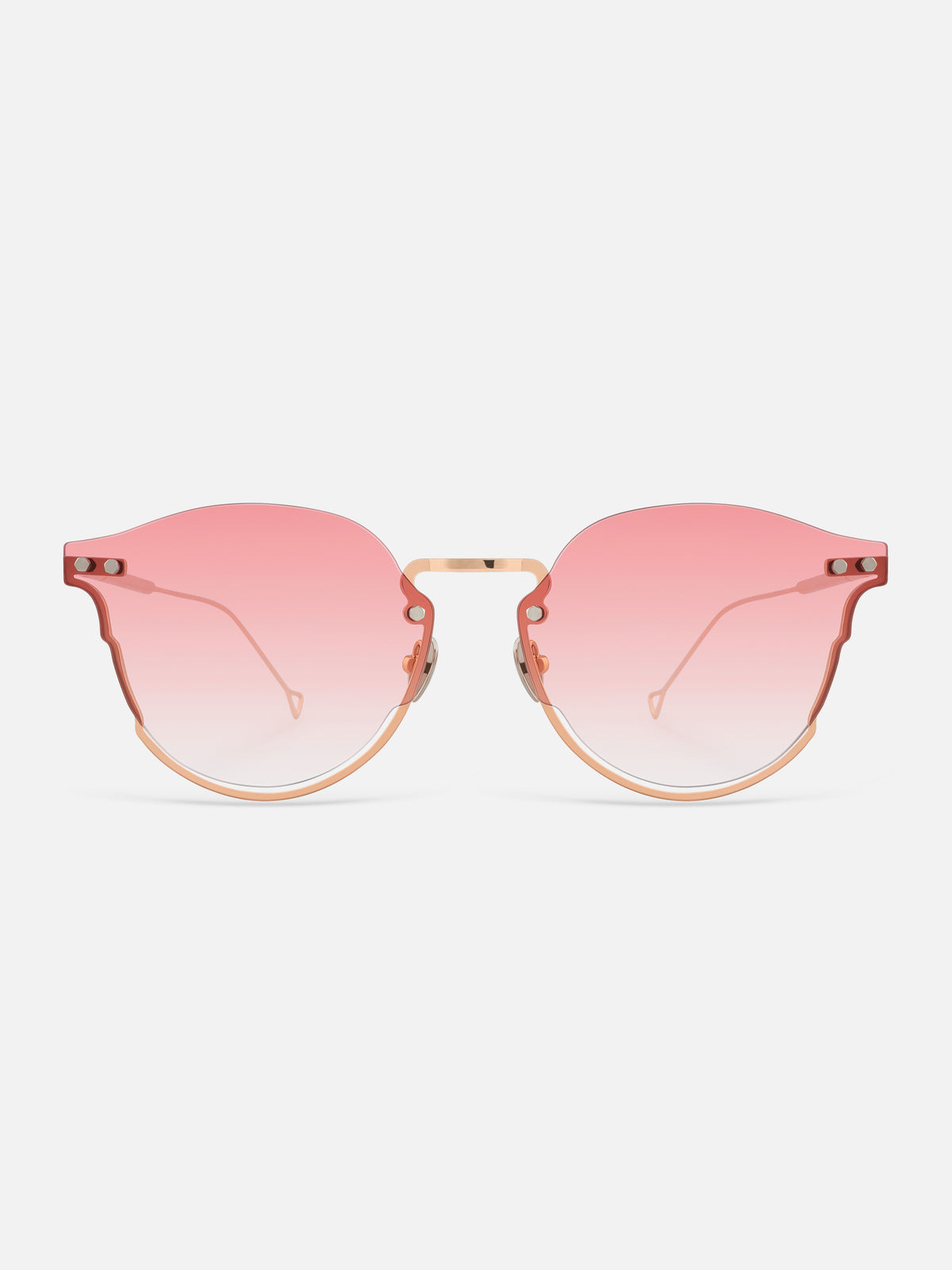 Victoria\'s Secret Rose Gold Frame Sunglasses with Pink-Purple Gradient Lenses Rose Gold Retro-Vintage Metal Round Gradient Sunglasses with  main image 2